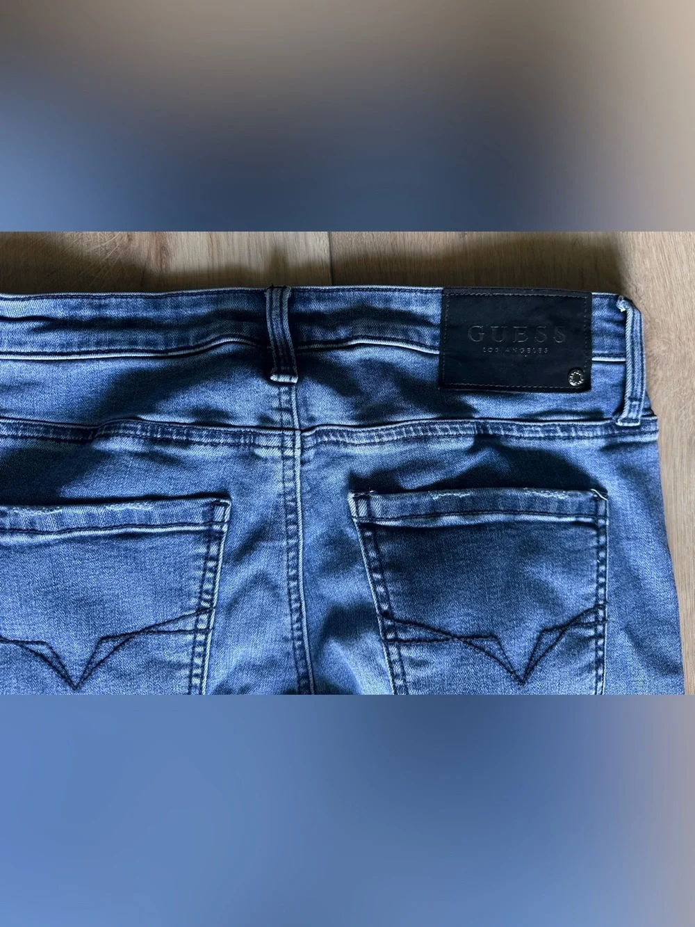 GUESS Men's Light-Mid Blue Slim Denim Jeans